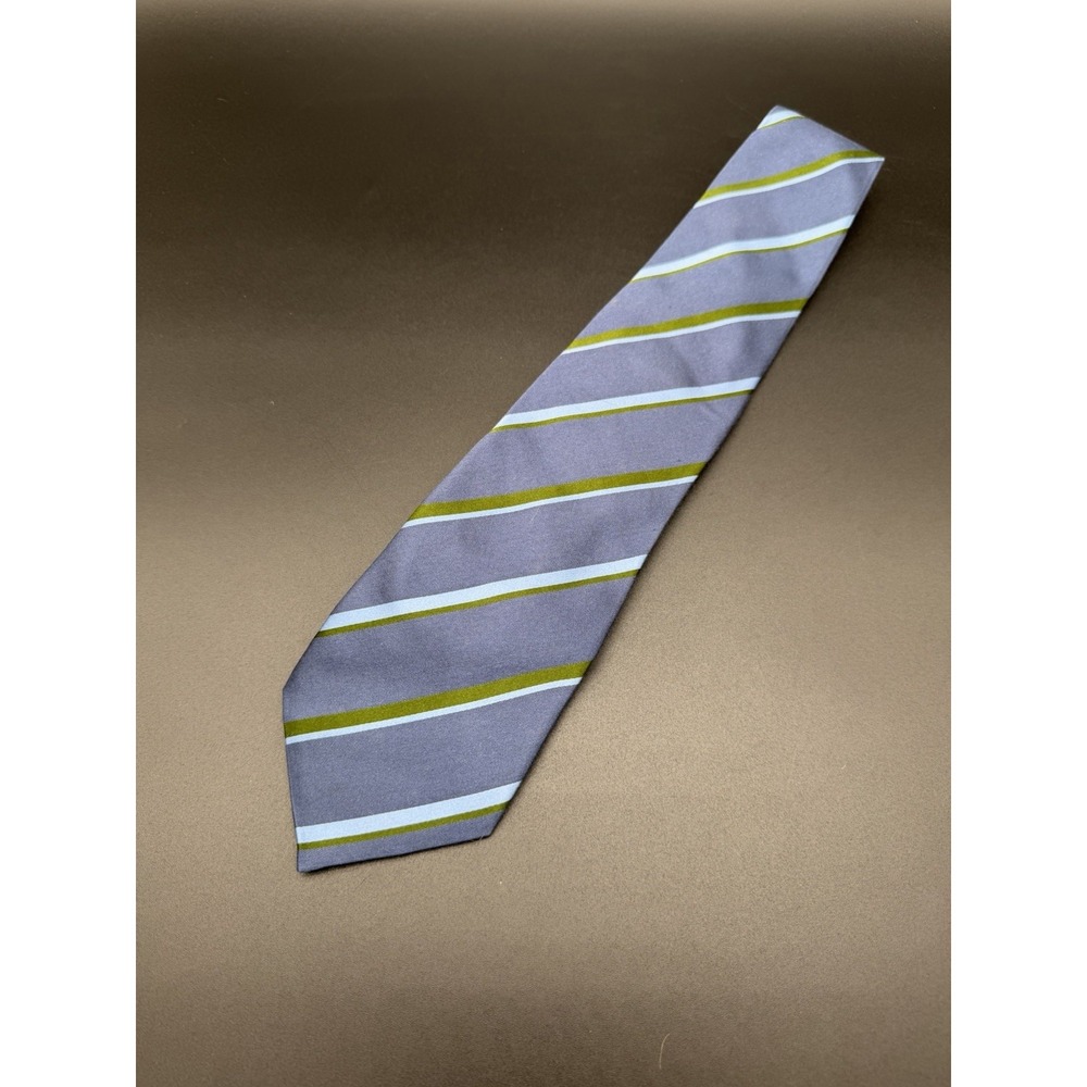 Banana Republic 100% Silk Gray Blue Green Stripe Men's Necktie 3.5" Wide